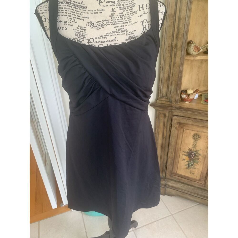 Lands End Tankini Top Dress Crossover Black